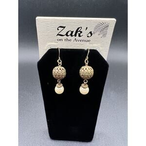 NWT Zak's On The Avenue Filigree Pearl Dangle Drop Pierced Earrings